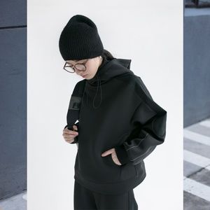 Polyester black hoodie